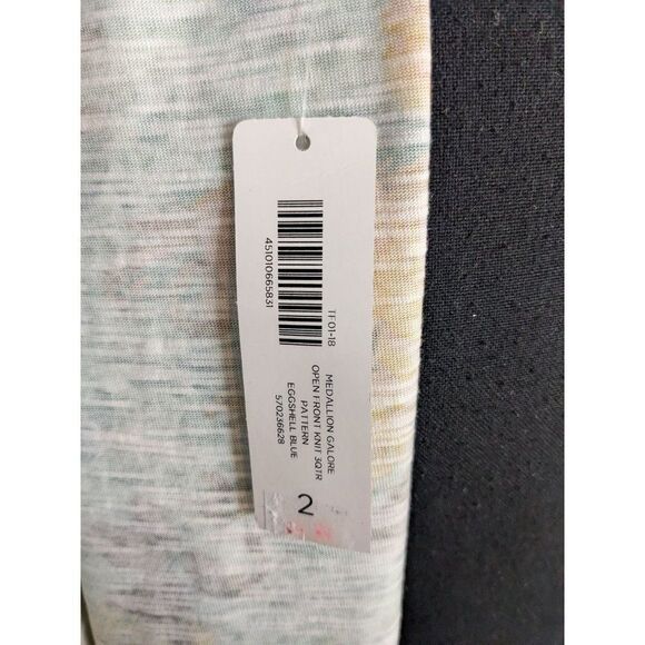 NWT Chico's Medallion Galore Blue Floral‎ Open-Front Knit Jacket - Size 2 (L/12) - Picture 9 of 12